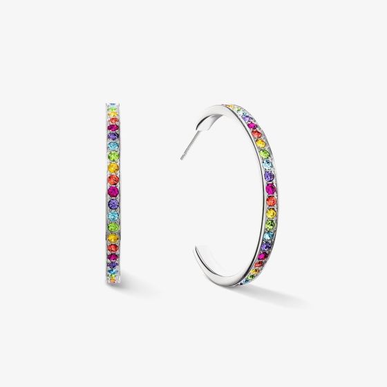 Coeur De Lion Stainless Steel Multi Coloured Crystal Hoop Earrings 0128/21-1517