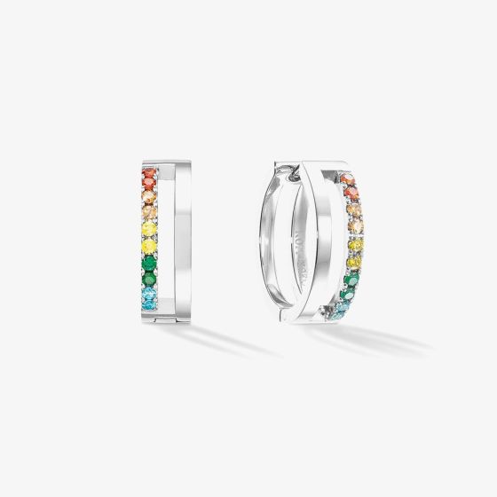 Coeur De Lion Stainless Steel Multi Coloured Crystal Double Hoop Earrings 0136/21-1517