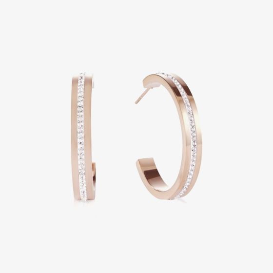 Coeur De Lion Rose Gold Tone Crystal Half Hoop Earrings 0149/21-1822
