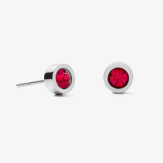 Coeur De Lion Sparkling Dots Stainless Steel Red Crystal Glass Stud Earrings 0228/21-0317