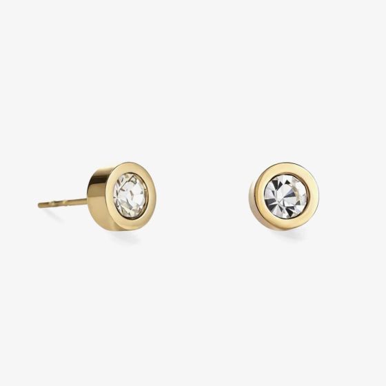 Coeur De Lion Gold Tone Stainless Steel Crystal Stud Earrings 0228/21-1816
