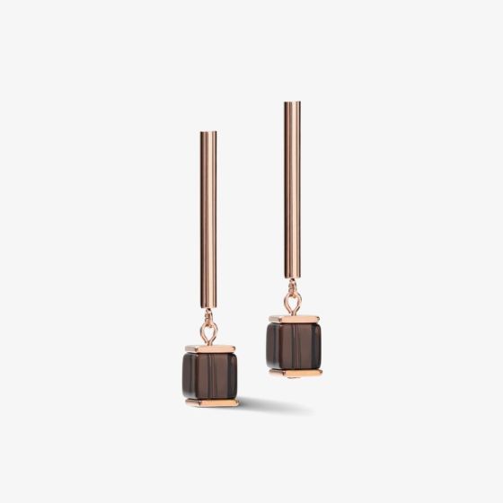 Coeur De Lion GeoCUBE Smoky Quartz Drop Earrings 5059/21-1100
