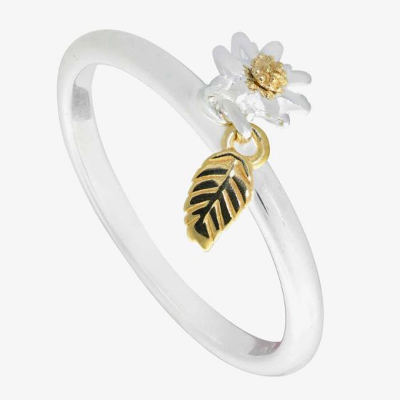 Daisy London Silver Gold Plated Daisy London Feather Ring SR535