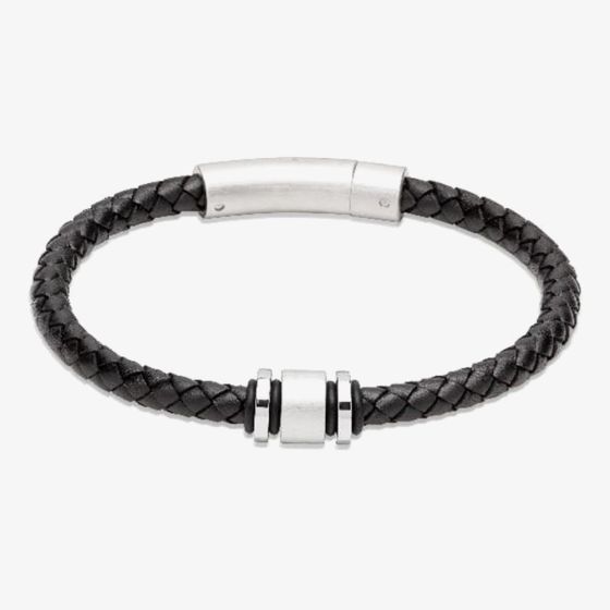 Unique Black Leather Braided Bracelet B510BL/21CM