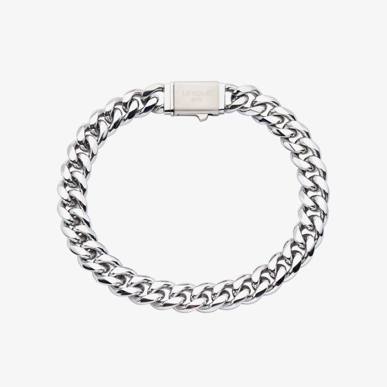 Unique Stainless Steel 8mm Polished Curb Chain Bracelet LAB-288/21CM