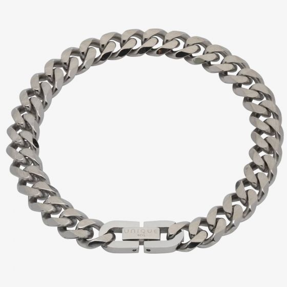Unique Stainless Steel Matte Polished Filed Curb Bracelet LAB-126/21CM