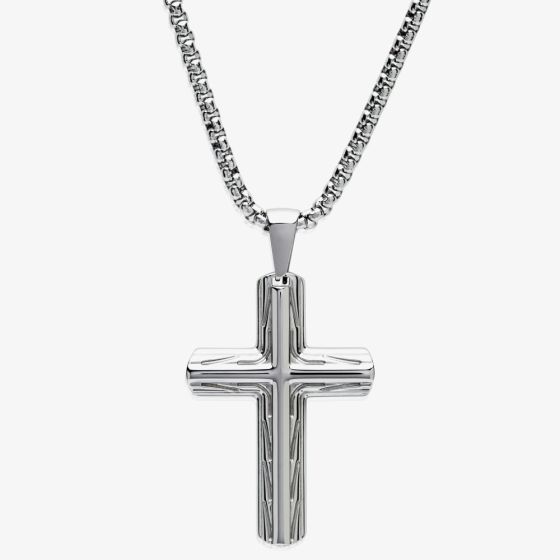 Unique Stainless Steel Patterned Cross Pendant AN116/50CM
