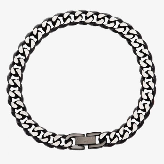 Unique Stainless Steel Black IP Plated Curb Necklace LAK-156/50CM