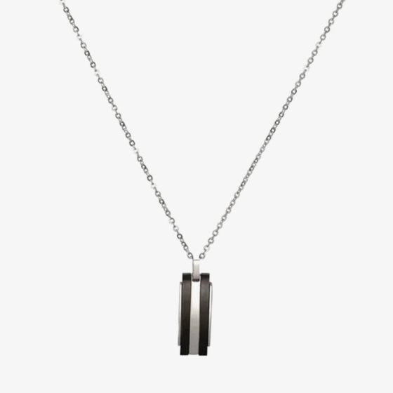 Unique Stainless Steel Black Tag Pendant Necklace AN-108/50CM