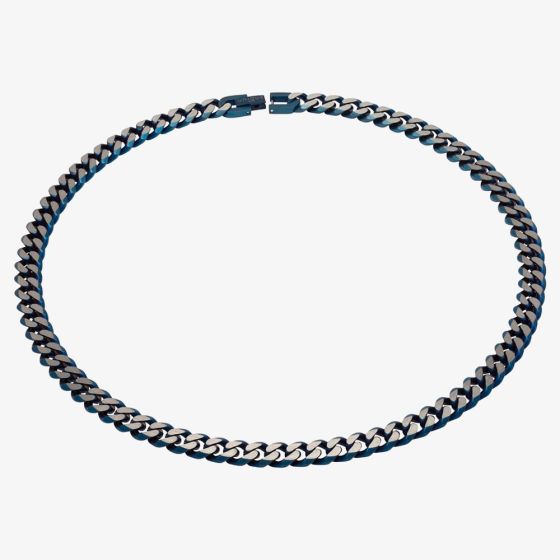 Unique Stainless Steel Matte Blue Curb Chain Necklace LAK-130/50CM
