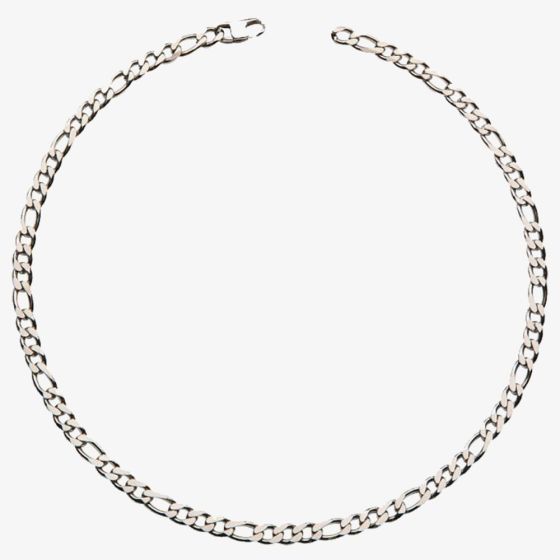 Unique Stainless Steel Matte Polished Figaro Chain Necklace LAK-182/50CM