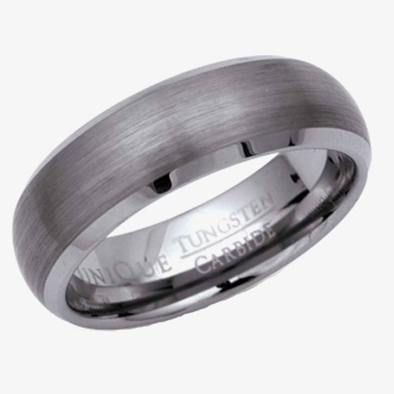 Unique Mens Tungsten Carbide 7mm Brushed Ring TUR-29