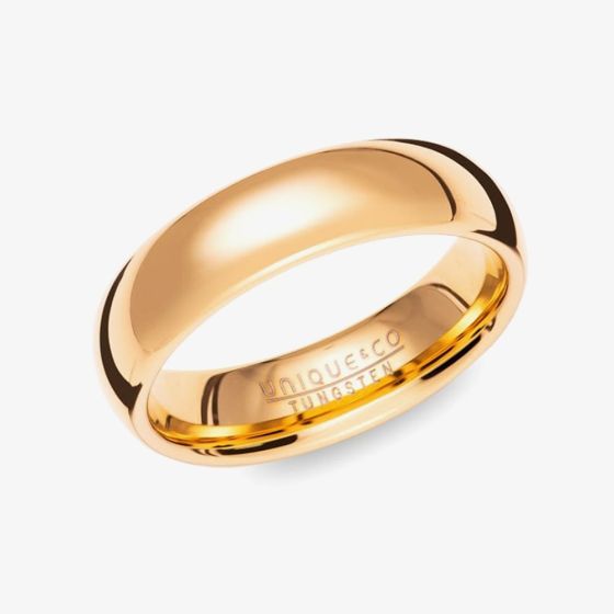 Unique Tungsten Carbide Gold Plated 6mm Band Ring TUR-144-6