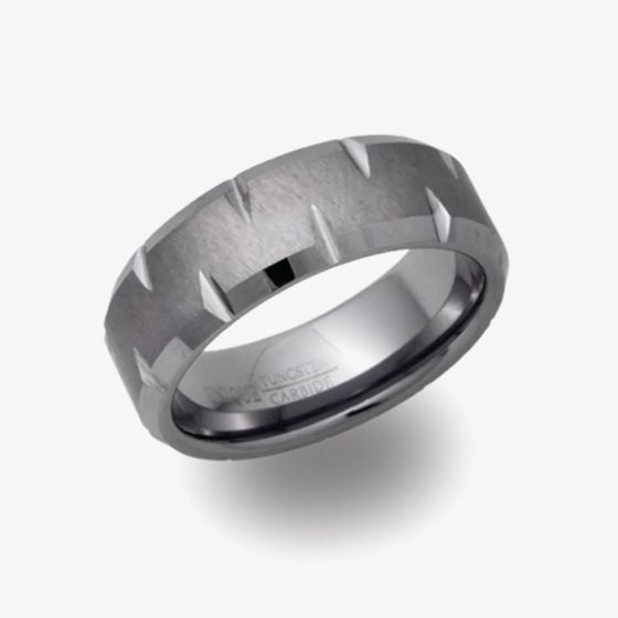 Unique Tungsten Carbide 8mm Cut Out Band Ring TUR-48
