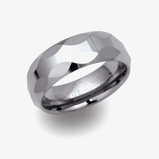 Unique Tungsten Carbide 8mm Bevelled Edge Ring TUR-4
