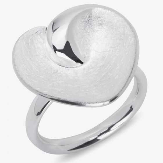 Unique Sterling Silver Curved Heart Ring 54 MR-228-54