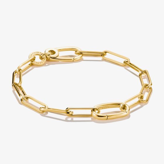 THOMAS SABO Charm Club Connect Gold Plated Paperclip Link Charm Bracelet C1205-413-39