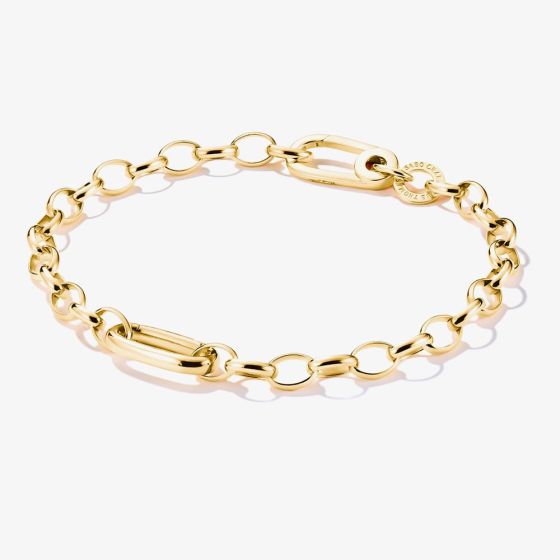 THOMAS SABO Charm Club Connect Gold Plated Oval Link Charm Bracelet C1202-413-39