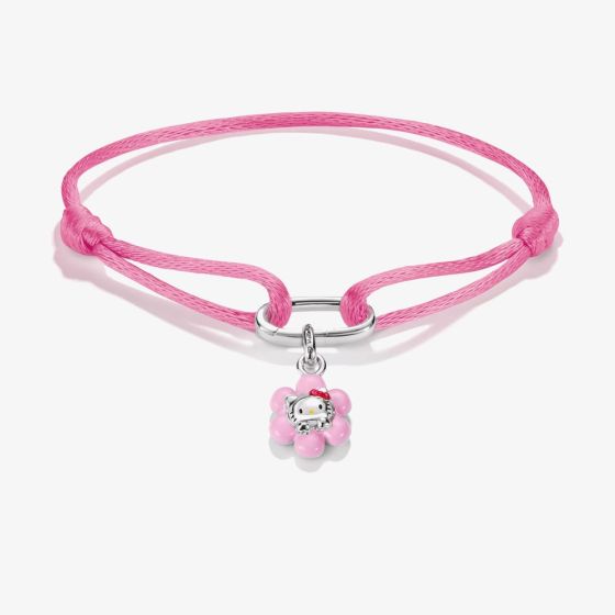 THOMAS SABO Hello Kitty Flower Charm and Pink Textile Bracelet A2243-M07-9-L24V
