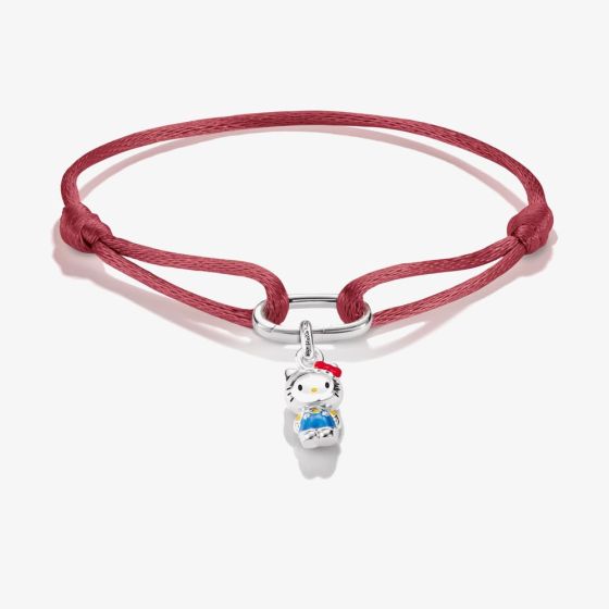 THOMAS SABO Hello Kitty Charm and Red Textile Bracelet A2245-M07-10-L24V