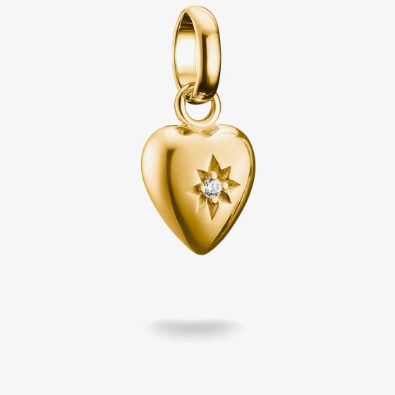THOMAS SABO Charm Club Connect Gold Plated Cubic Zirconia Heart Charm CC1234-414-14