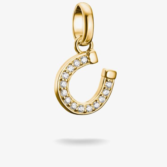 THOMAS SABO Charm Club Connect Gold Plated Cubic Zirconia Horseshoe Charm CC1280-414-14