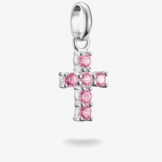 THOMAS SABO Charm Club Connect Pink Cubic Zirconia Cross Charm CC1206-051-9