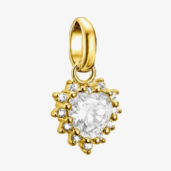 THOMAS SABO 18ct Yellow Gold Plated Heart Cut Cubic Zirconia Charm CC1279-M01-14
