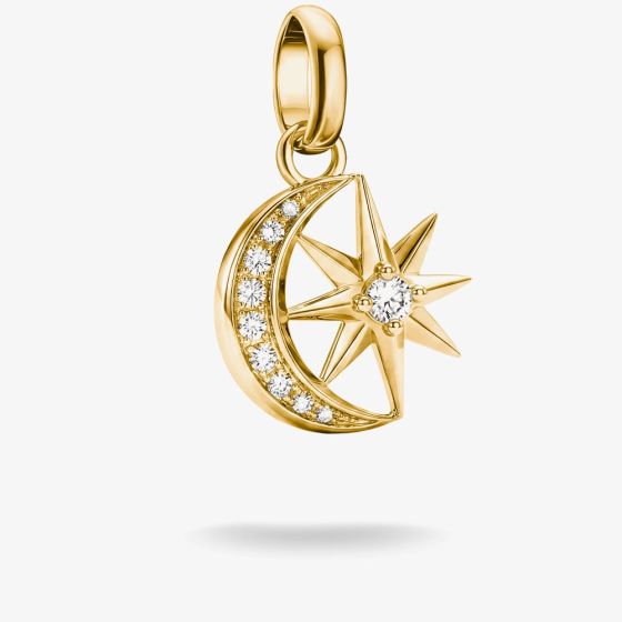 THOMAS SABO Charm Club Connect 18ct Yellow Gold Plated Cubic Zirconia Moon & Star Charm CC1365-M01-14