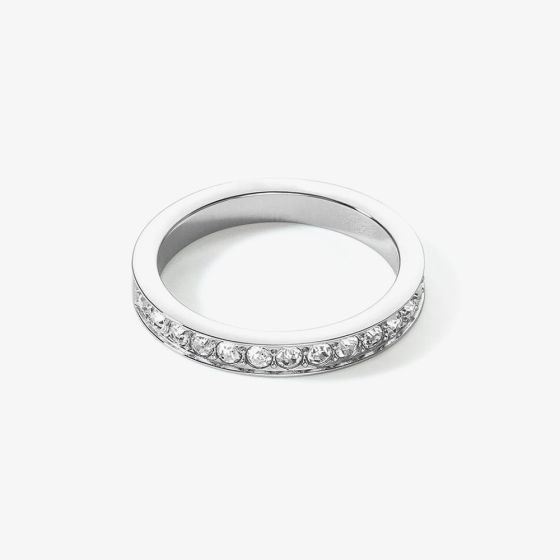 Coeur De Lion Silver Tone Crystal Eternity Ring 0127/40-1817