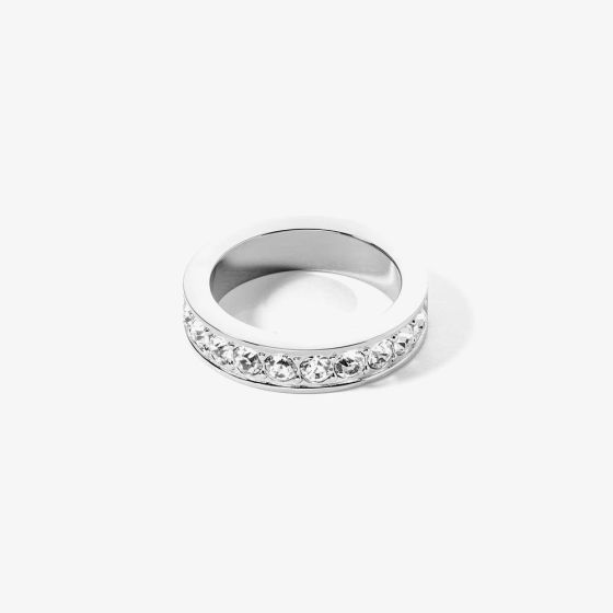 Coeur De Lion Silver Tone 5mm Crystal Eternity Ring 0131/40-1817