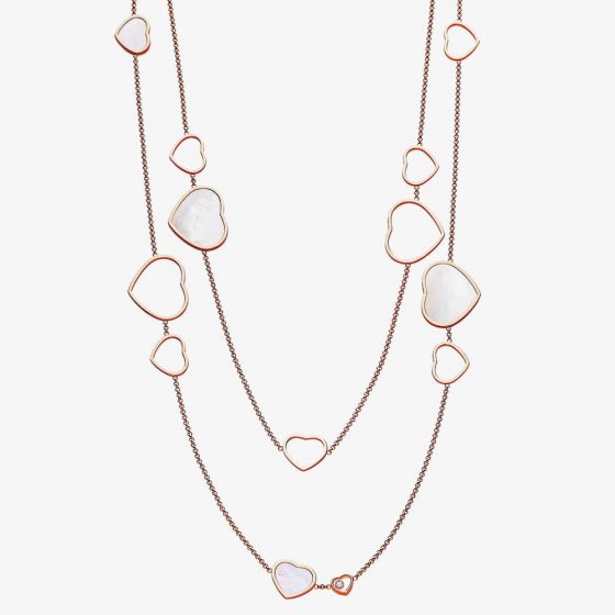 Chopard Happy Hearts 18ct Rose Gold Mother Of Pearl Necklace 817482-5301