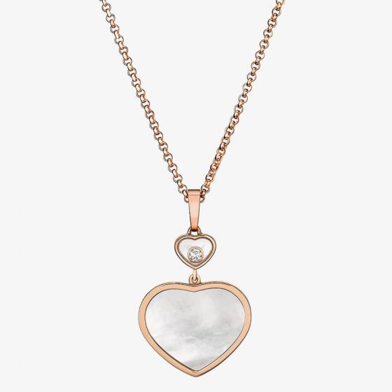 Chopard Happy Hearts 18ct Rose Gold Mother Of Pearl Necklace 797482-5301