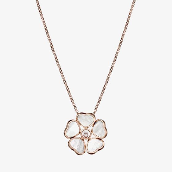 Chopard Happy Hearts Flowers 18ct Rose Gold & Mother of Pearl Necklace 79A085-5301