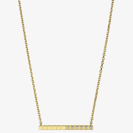 Chopard Ladies Ice Cube 18ct Yellow Gold Half Set Diamond Cube Bar Necklace 817702-0002