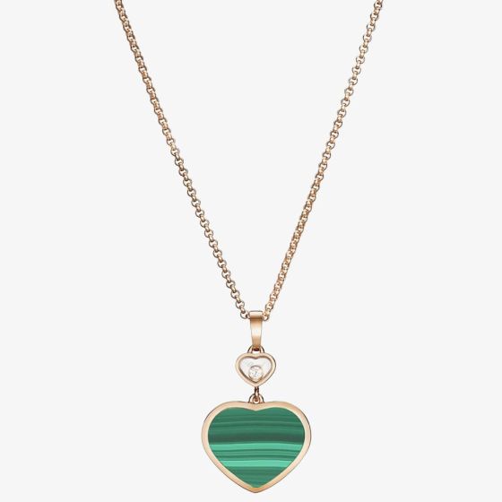 Chopard Happy Hearts 18ct Rose Gold Malachite Heart Pendant Necklace 797482-5151