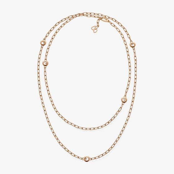 Chopard Happy Diamonds Icons 18ct Rose Gold 2 Row Diamond Link Necklace 81A117-5001