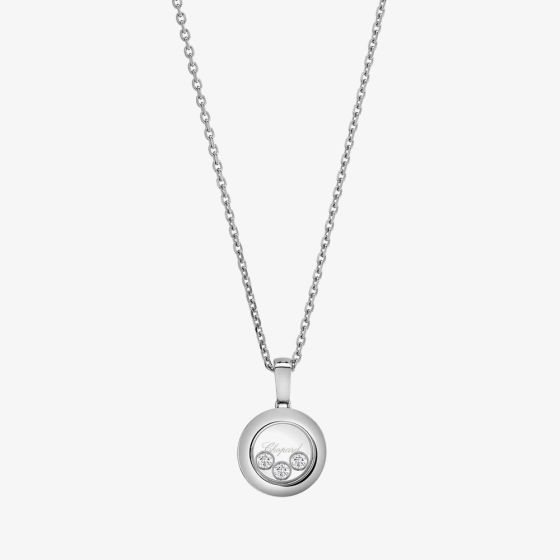 Chopard Happy Diamonds 18ct White Gold Icon Diamond Round Pendant Necklace 79A018-1001