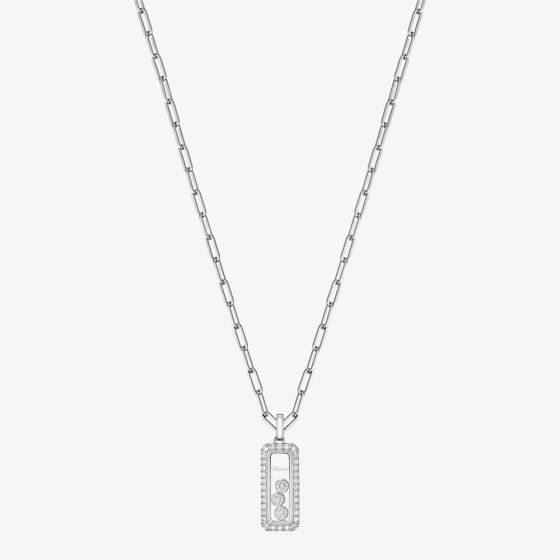 Chopard Happy Diamonds Icons 18ct White Gold Diamond Pave Small Bar Pendant 79A201-1201