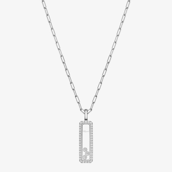 Chopard Happy Diamonds Icons 18ct White Gold Diamond Pave Large Bar Pendant 79A202-1201