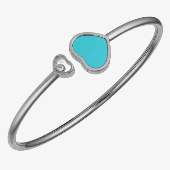 Chopard Happy Hearts 18ct White Gold Turquoise Bangle 857482-1404 (L)
