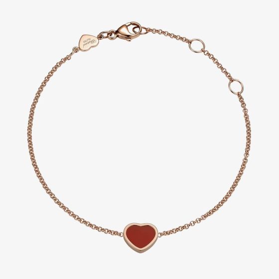 Chopard My Happy Hearts 18ct Rose Gold Carnelian Heart Bracelet 85A086-5081
