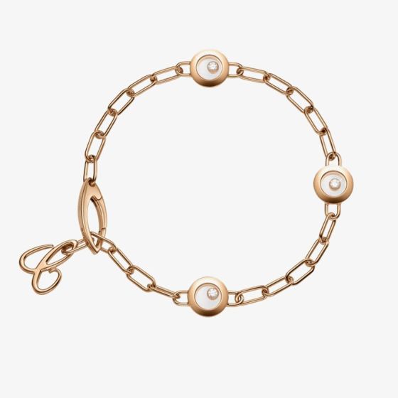 Chopard Happy Diamonds Icons 18ct Rose Gold Diamond Link Bracelet 85A117-5010