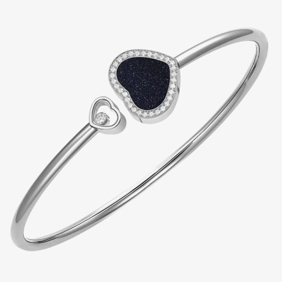 Chopard Happy Hearts 18ct White Gold Aventurine & Diamond Bangle 85A074-1510