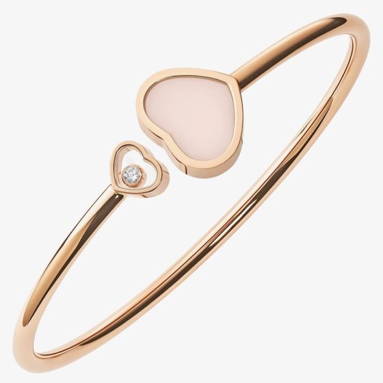 Chopard Happy Hearts 18ct Rose Gold Pink Opal & Diamond Bangle 857482-5623 (M)