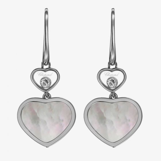 Chopard Happy Hearts 18ct White Gold Mother Of Pearl Diamond Earrings 837482-1310