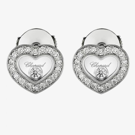Chopard Happy Diamonds 18ct White Gold 0.38ct Heart Earrings 83A054-1201