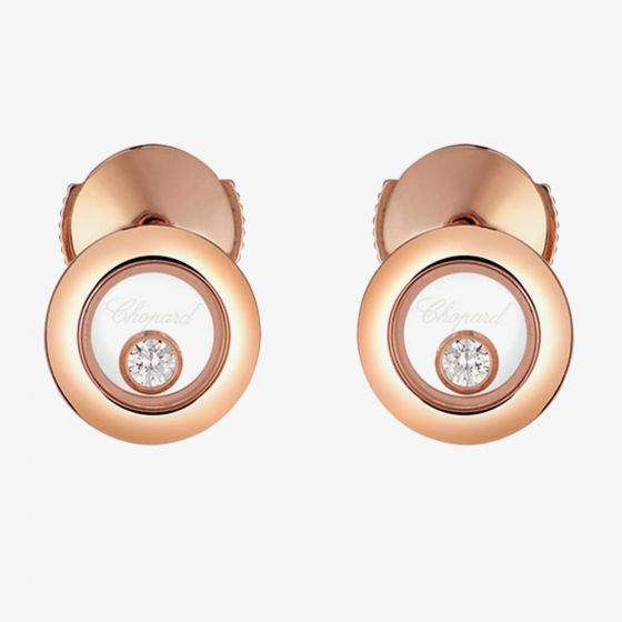 Chopard Happy Diamonds 18ct Rose Gold Circle Earrings 83A017-5001