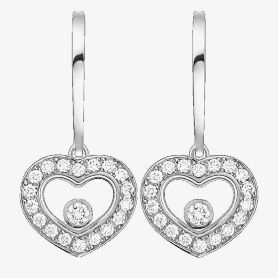 Chopard Happy Diamonds 18ct White Gold 0.38ct Heart Earrings 83A054-1401
