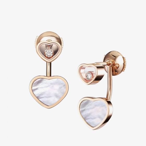 Chopard Happy Hearts 18ct Rose Gold Mother Of Pearl Diamond Earrings 83A082-5301